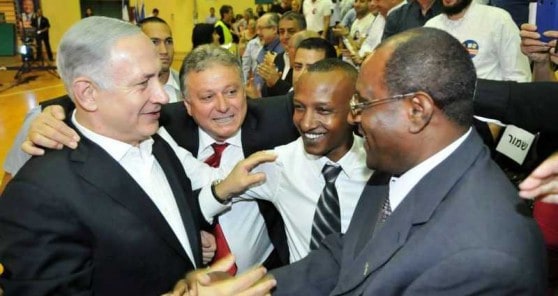 ראש העיר וראש הממשלה עם ראשי איחוד אחים (צילום: עיריית חדרה)