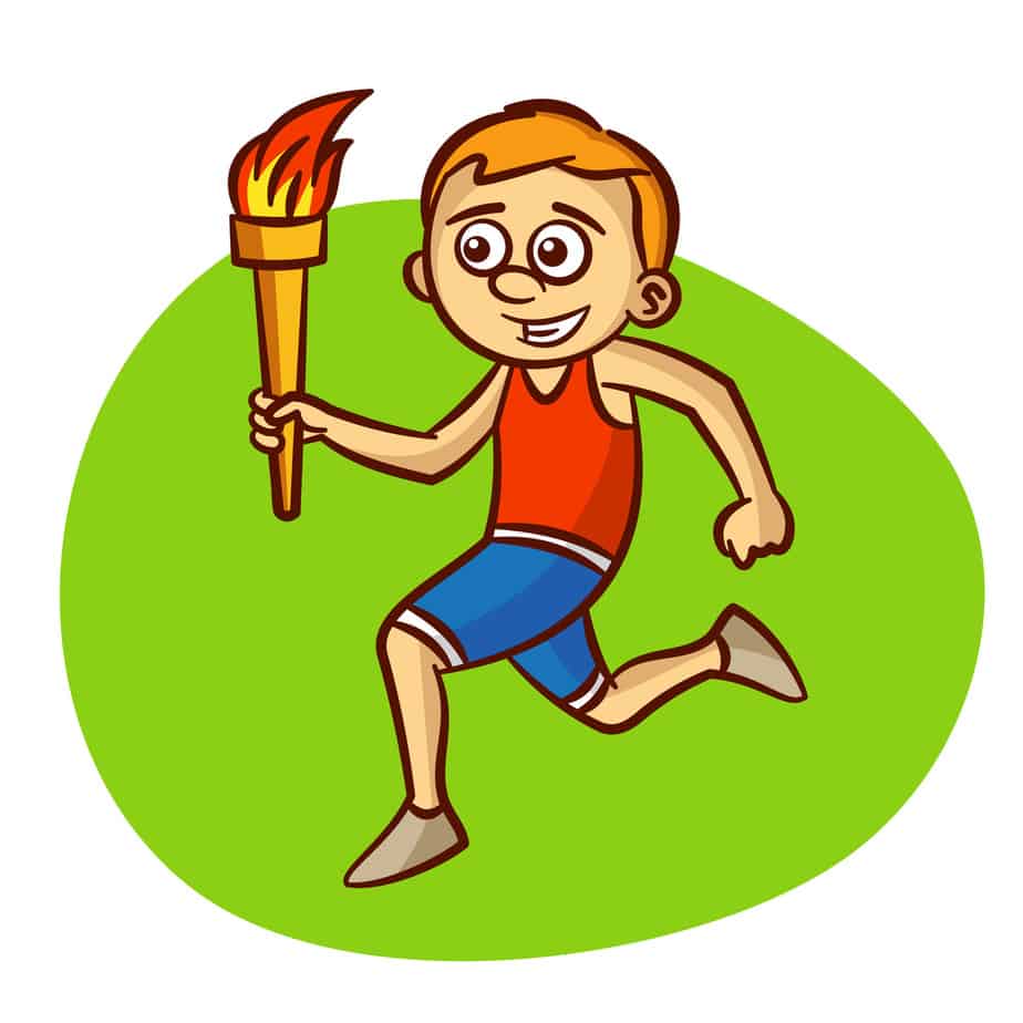 Человек бежит с факелом олимпиады
