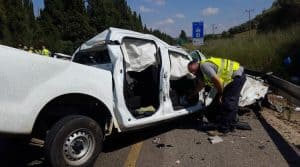 רכבו של יוסי לוי ז"ל לאחר התאונה הקלנית