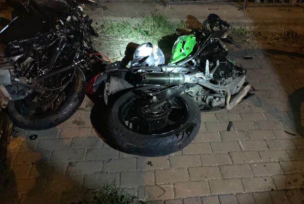 האופנוע שהיה מעורב בתאונה (צילום דוברות המשטרה)