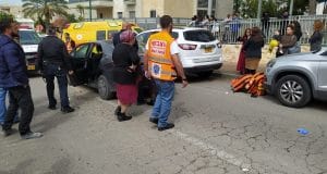 בת 9 נפגעה מרכב. זירת התאונה ברחוב חנקין | צילום: דוברות איחוד הצלה