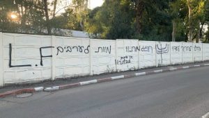 כתובות גזעניות בקרית ביאליק נגד הבעלים של בית"ר ירושלים משה חוגג | צילום: דוברות העירייה