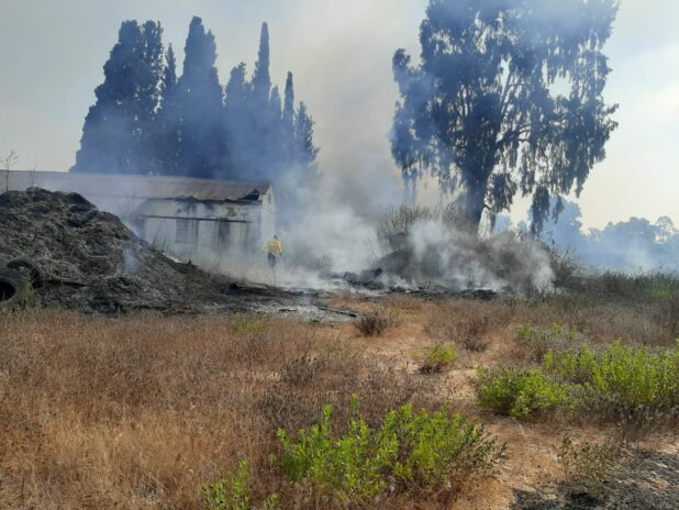 שריפה בשטח פתוח סמוך לבית חולים שוהם בפרדס חנה | צילום: דוברות כיבוי אש
